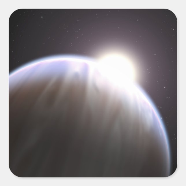 An extrasolar planet with its parent star square sticker (Front)