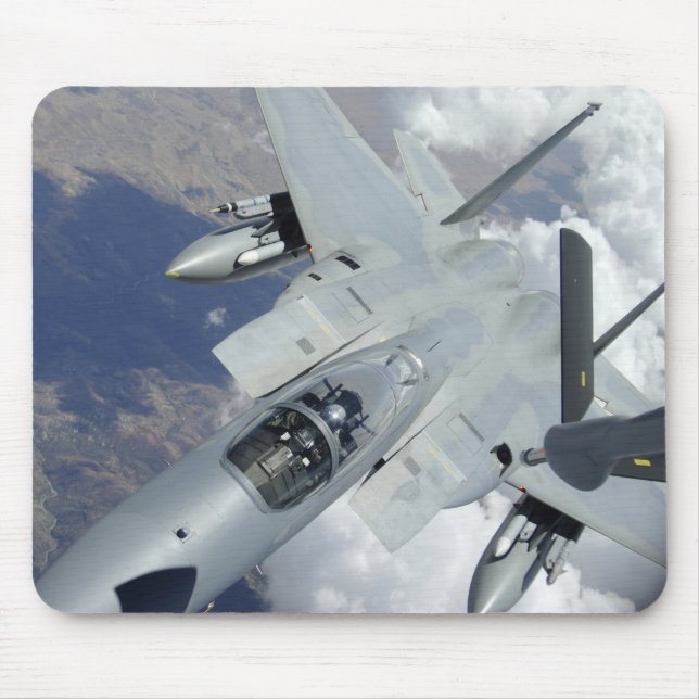 An F-15 Eagle pulls away from a KC-135 Mouse Mat (Front)