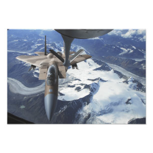 An F-15C Eagle aircraft sits behind a KC-135R Photo Print