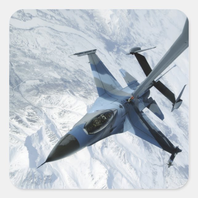 An F-16 Aggressor sits in contact position Square Sticker (Front)