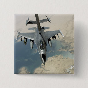 An F-16 Fighting Falcon refuels 15 Cm Square Badge