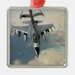 An F-16 Fighting Falcon refuels Metal Tree Decoration