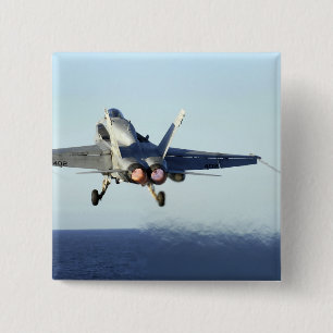 An F/A-18C Hornet launches from the flight deck 15 Cm Square Badge