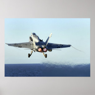 An F/A-18C Hornet launches from the flight deck 2 Poster