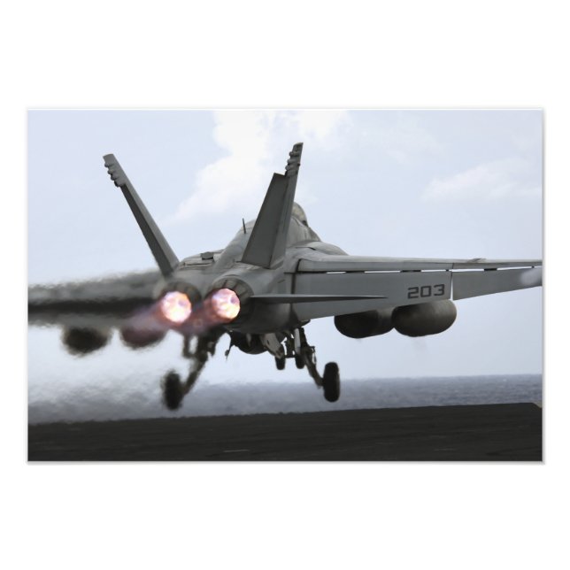 An F/A-18E Super Hornet launches Photo Print (Front)