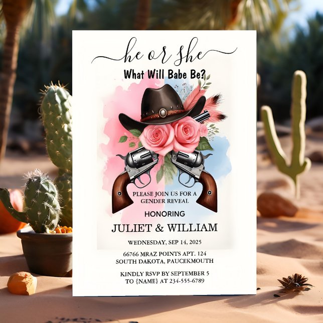 An Fun Barn Hat Farm Film Usa Cowboy Gender Reveal Invitation (Creator Uploaded)