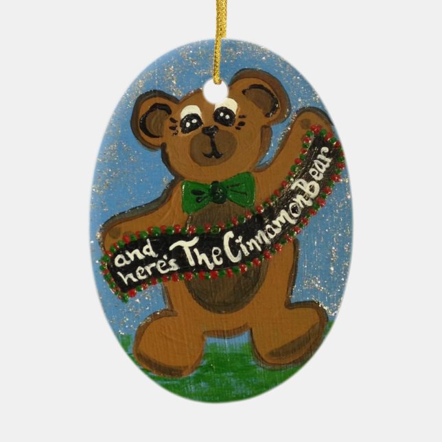 An Here's the Cinnamon Bear Ceramic Tree Decoration (Front)