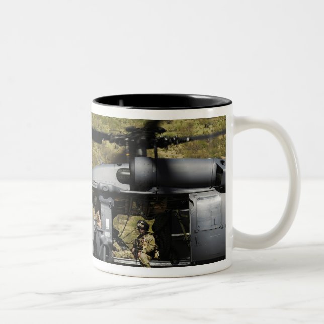 An HH-60 Pave Hawk flies over the desert Two-Tone Coffee Mug (Right)