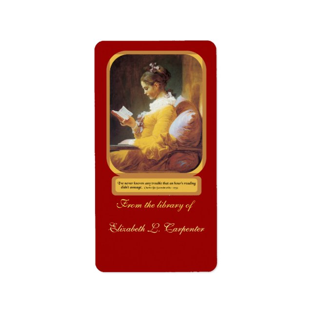 An Hour Reading Bookplate Label (Front)