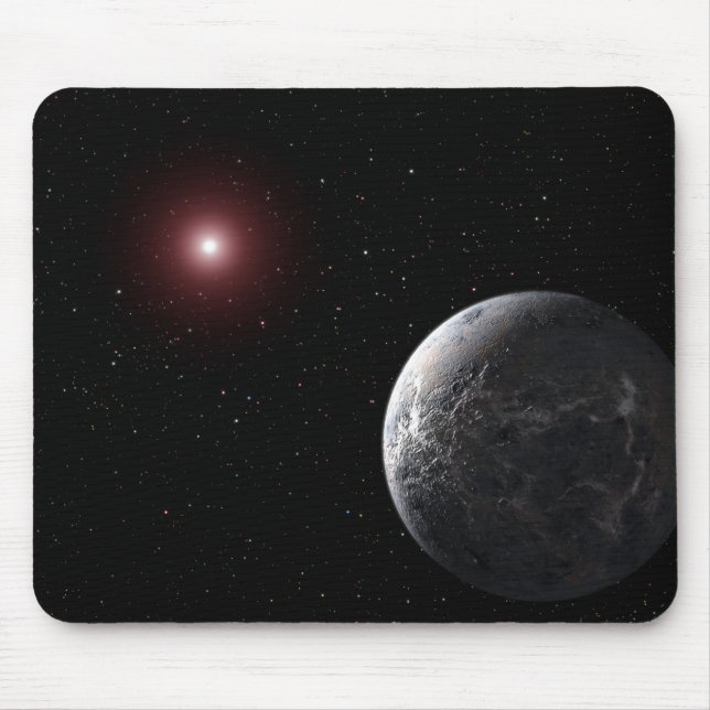 An icy/rocky planet orbiting a dim star mouse mat (Front)