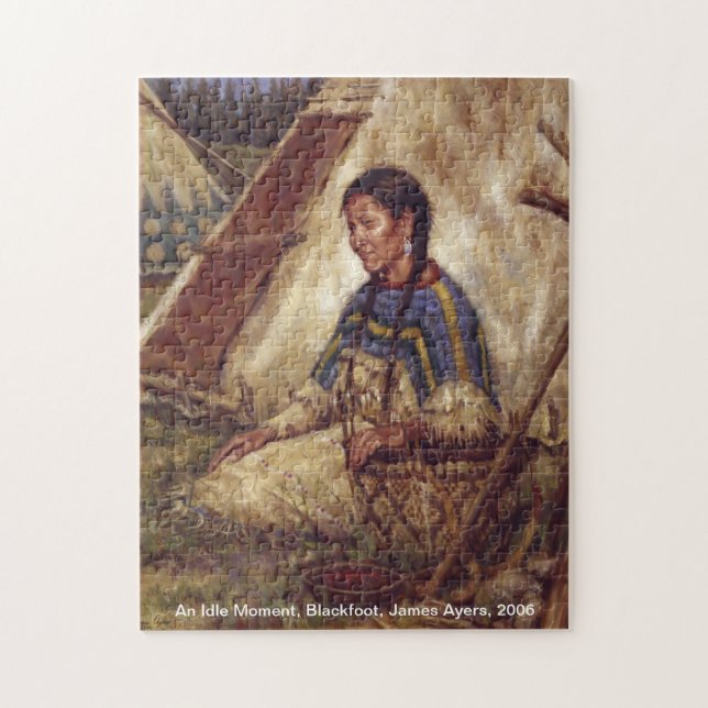 An Idle moment, Native American woman puzzle (Vertical)