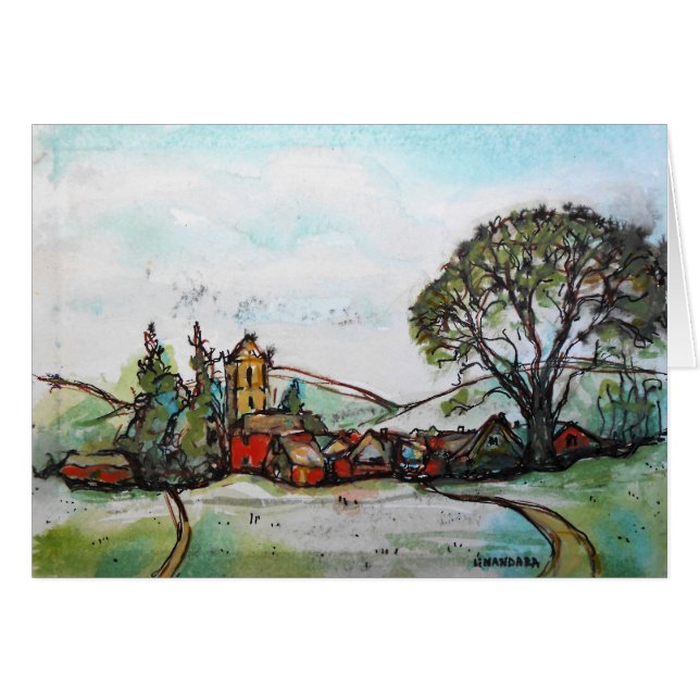 An Idyllic British Village sketch (Front Horizontal)