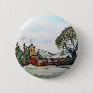 An Idyllic British Village sketch 6 Cm Round Badge