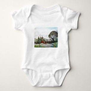 An Idyllic British Village sketch Baby Bodysuit