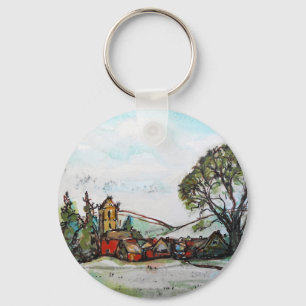An Idyllic British Village sketch Key Ring