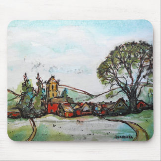 An Idyllic British Village sketch Mouse Mat