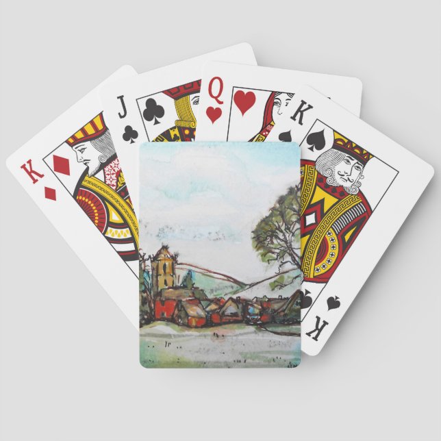 An Idyllic British Village sketch Playing Cards (Back)