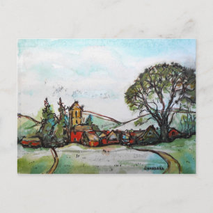 An Idyllic British Village sketch Postcard