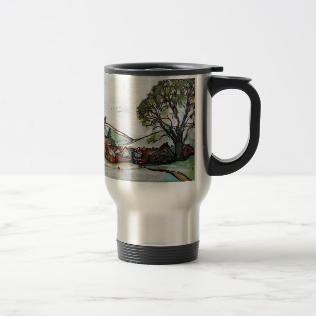 An Idyllic British Village sketch Travel Mug (Right)