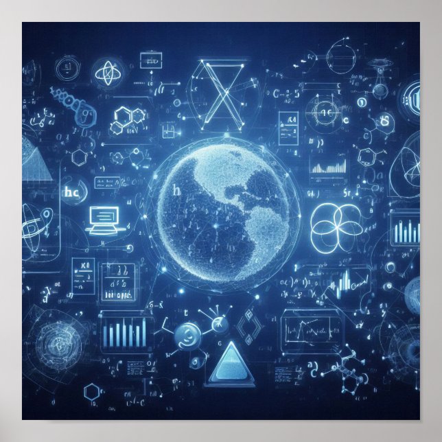 An  illuminated digital blueprint poster (Front)