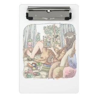 an illustration of a barefoot woman lying in a win mini clipboard