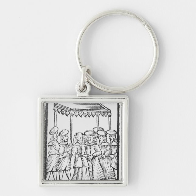 An illustration of a Jewish wedding Key Ring (Front)