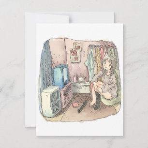 an illustration of a woman sitting in a chair in a