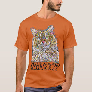 An image of a cat with a surprised look in a mosai T-Shirt