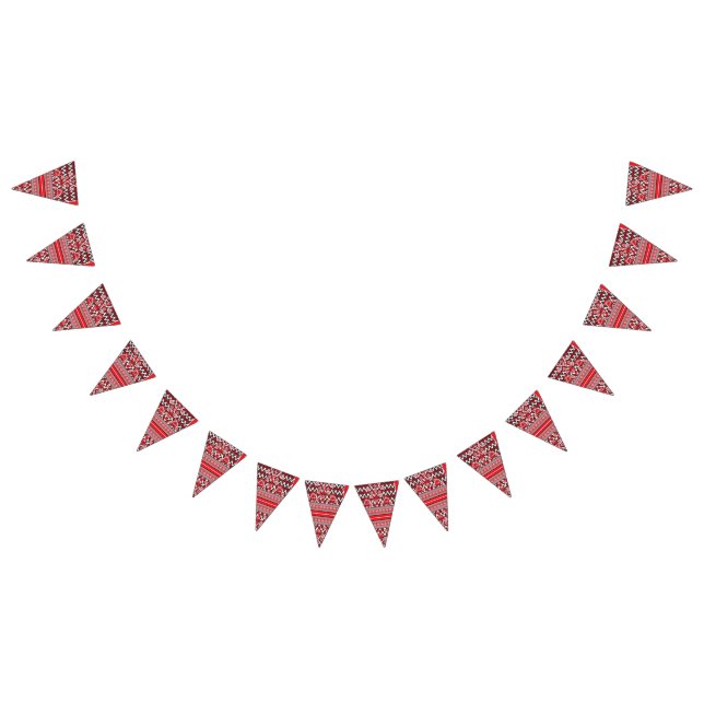 An image of fabric in red and black, highlighting  bunting  (All)