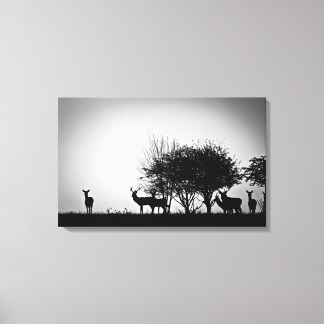 An image of some deer in the morning mist canvas print (Front)