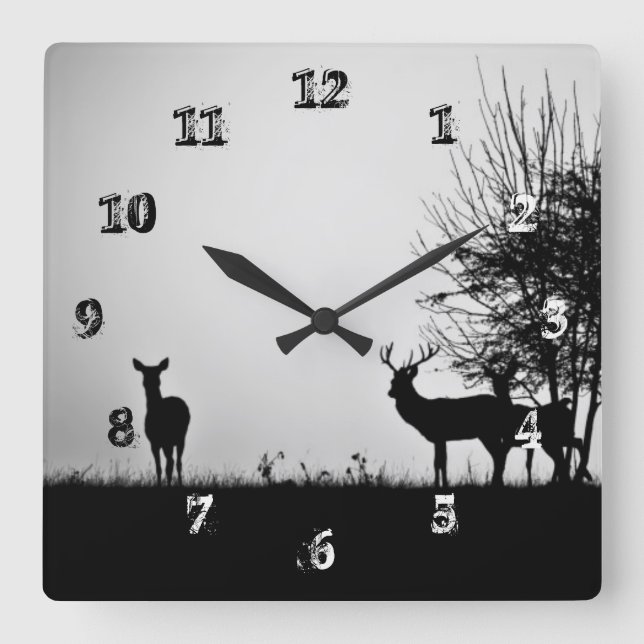 An image of some deer in the morning mist square wall clock (Front)