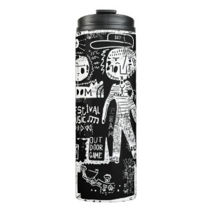 An image that includes a plurality of symbols.stre thermal tumbler