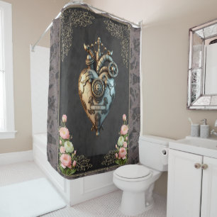 An impressive steampunk hear shower curtain