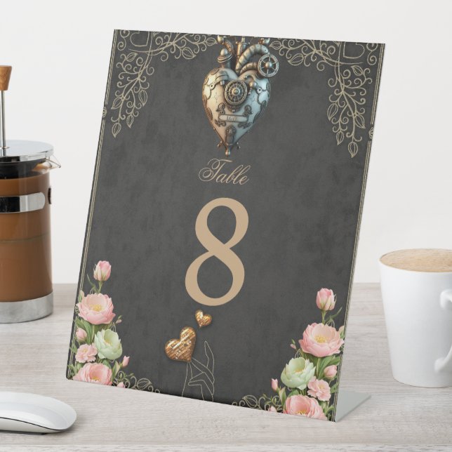 An impressive steampunk heart  pedestal sign (In SItu)