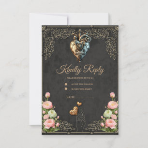 An impressive steampunk heart RSVP Card