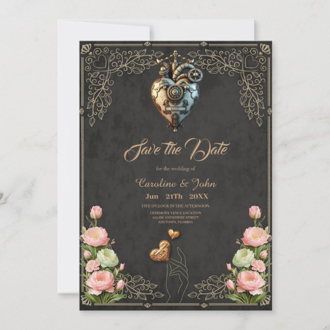  An impressive steampunk heart  Save The Date (Front)