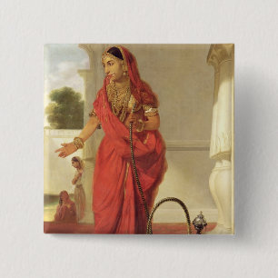 An Indian Dancing Girl with a Hookah, 1772 (oil on 15 Cm Square Badge
