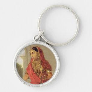 An Indian Dancing Girl with a Hookah, 1772 (oil on Key Ring