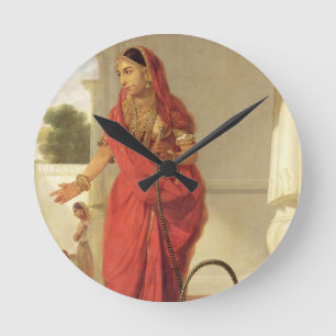 An Indian Dancing Girl with a Hookah, 1772 (oil on Round Clock