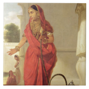 An Indian Dancing Girl with a Hookah, 1772 (oil on Tile