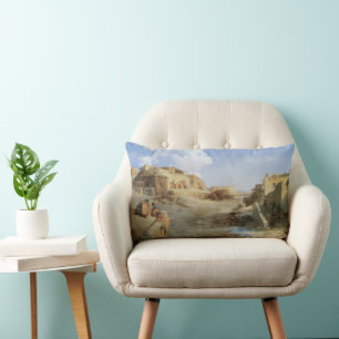 An Indian Pueblo, Laguna, New Mexico by Moran Lumbar Cushion