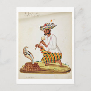 An Indian Snake Charmer with a Cobra, from a Frenc Postcard