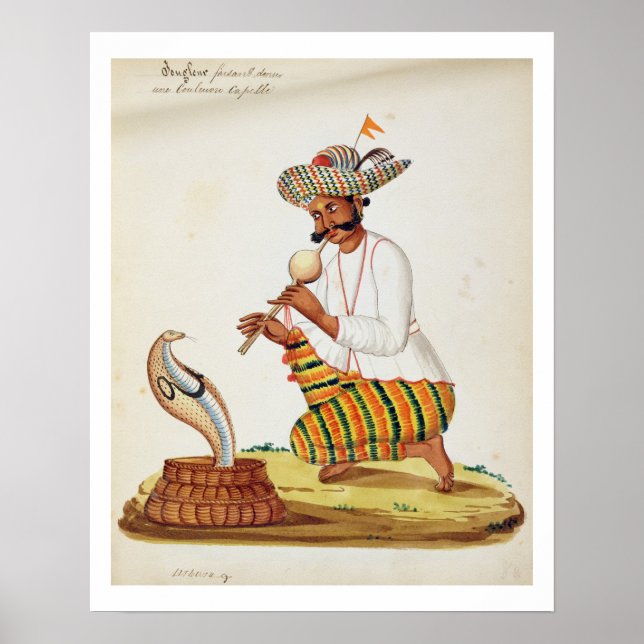 An Indian Snake Charmer with a Cobra, from a Frenc Poster (Front)