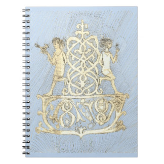 An ink line drawing depicting two figures notebook
