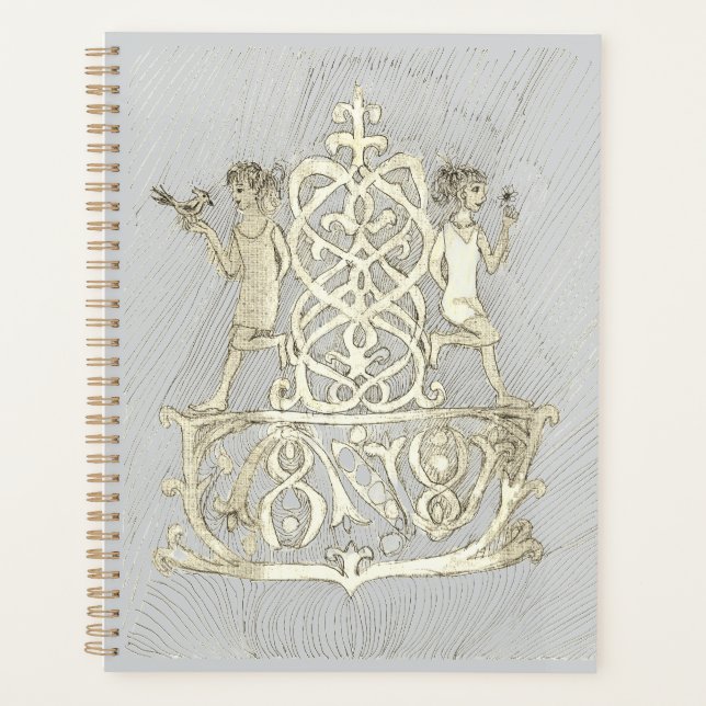 An ink line drawing depicting two figures planner (Front)