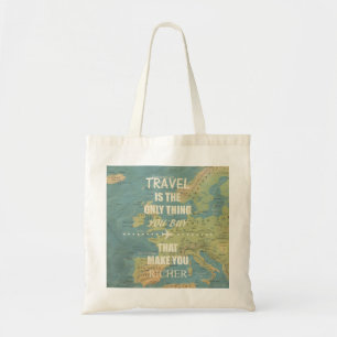 An inspiring travel quotes tote bag