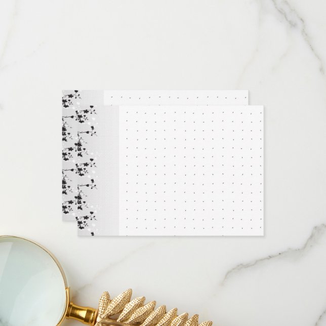 An intricate black and white floral design set aga thank you card (Front/Back In Situ)