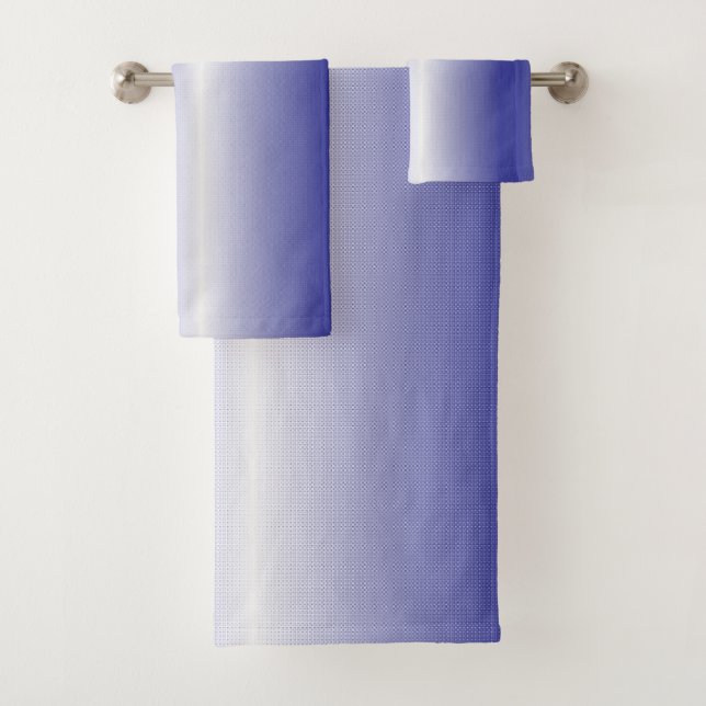An intricate blue geometric pattern with symmetric bath towel set (Insitu)