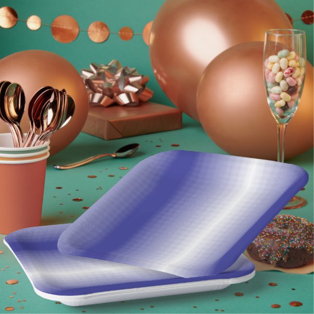 An intricate blue geometric pattern with symmetric paper plate (Multi)