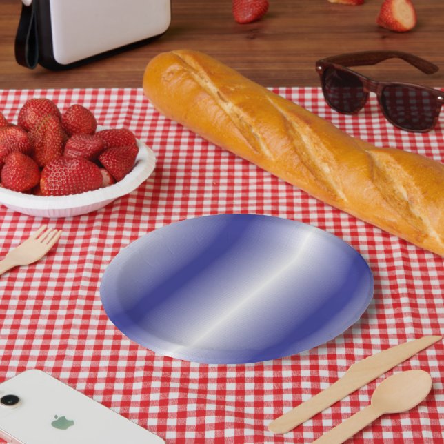 An intricate blue geometric pattern with symmetric paper plate (Picnic)